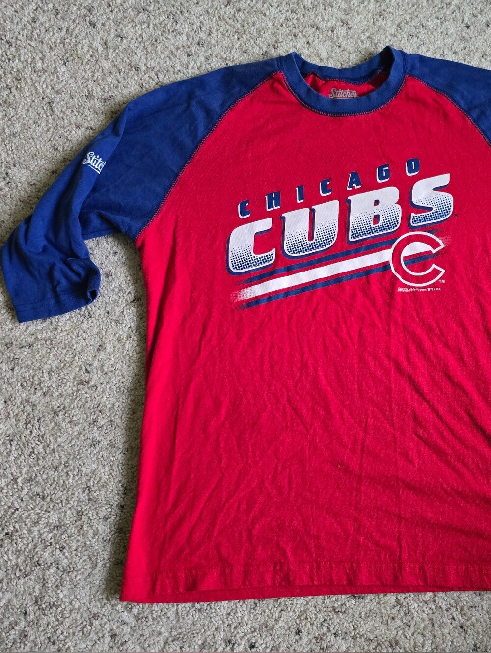 Chicago Cubs Red & Navy Baseball Tee Shirt, Large